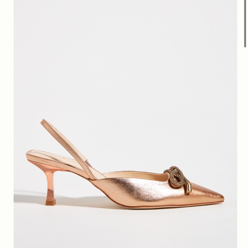 Nwot Anthropologie Guilhermina Sz 7 Rose Kitten Heels. Wedding Bow
